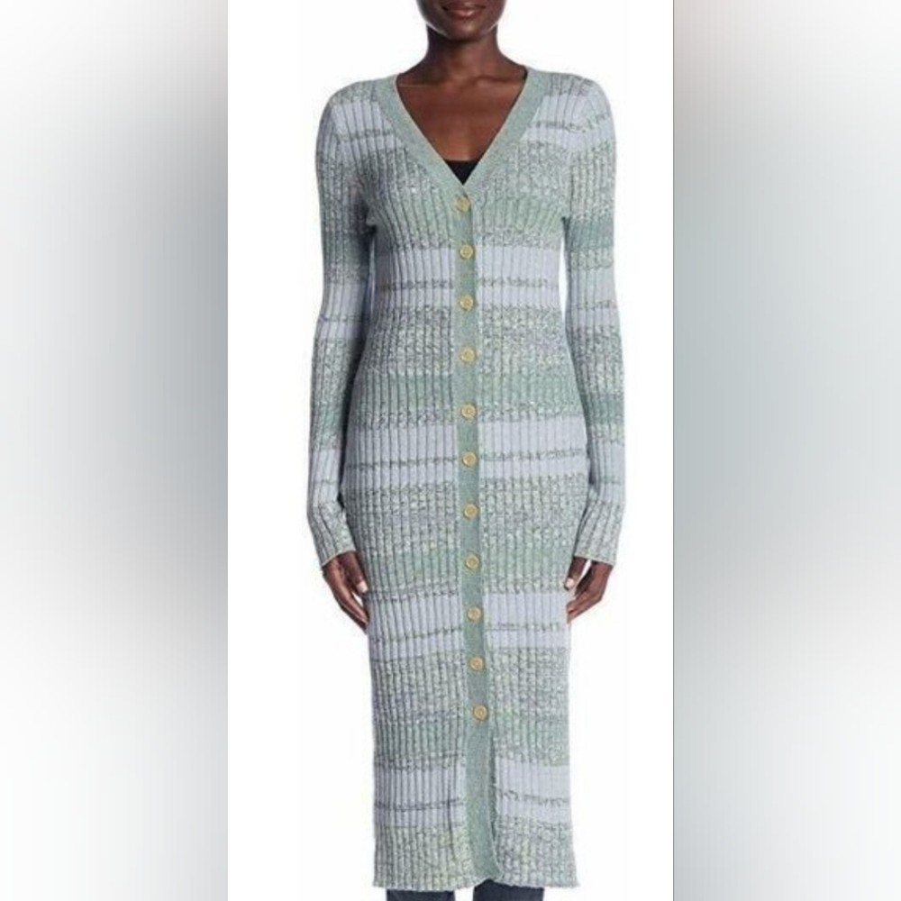 Free People Women's Sweater Cozy Up Cardigan Sweater Dress Ribbed Midi Sz Small